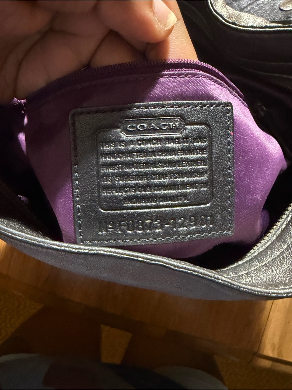 Coach Zoe Patchwork Leather & Fabric Hobo Bag in Black and Gray - Picture 9 of 13